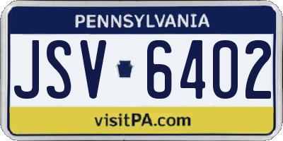 PA license plate JSV6402