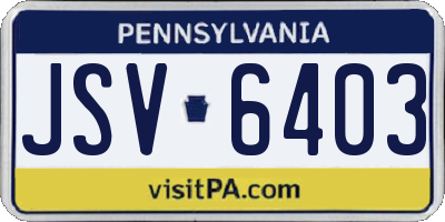 PA license plate JSV6403