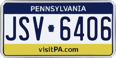 PA license plate JSV6406