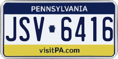 PA license plate JSV6416