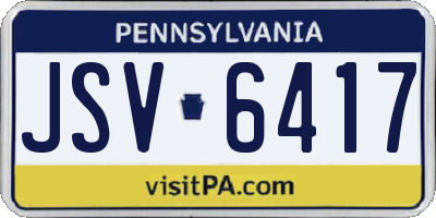 PA license plate JSV6417