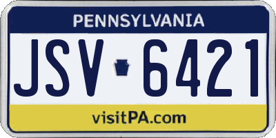 PA license plate JSV6421