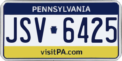 PA license plate JSV6425