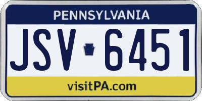 PA license plate JSV6451