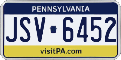 PA license plate JSV6452