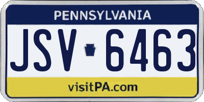 PA license plate JSV6463