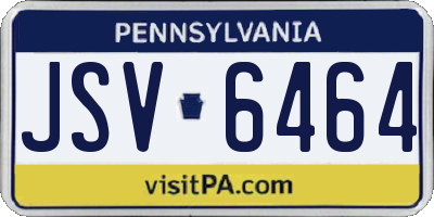 PA license plate JSV6464