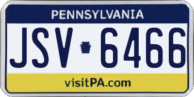 PA license plate JSV6466