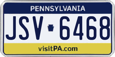 PA license plate JSV6468