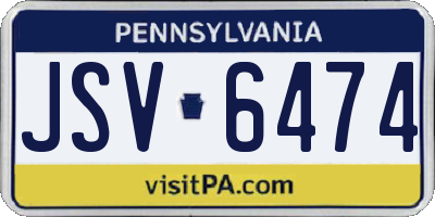 PA license plate JSV6474