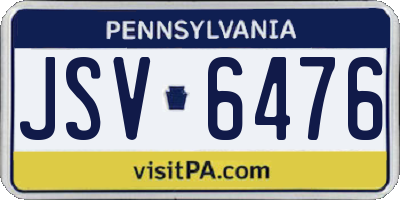 PA license plate JSV6476