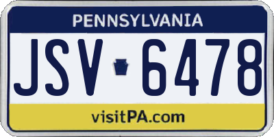 PA license plate JSV6478