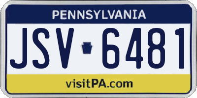 PA license plate JSV6481