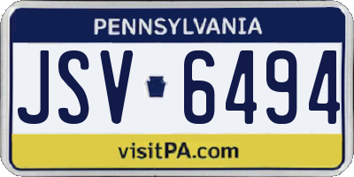 PA license plate JSV6494