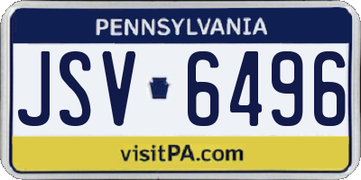 PA license plate JSV6496