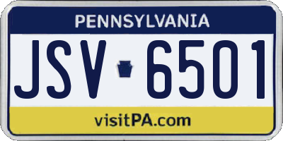 PA license plate JSV6501