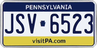 PA license plate JSV6523
