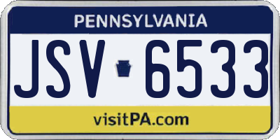 PA license plate JSV6533