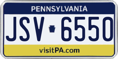PA license plate JSV6550