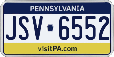 PA license plate JSV6552