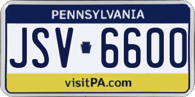 PA license plate JSV6600