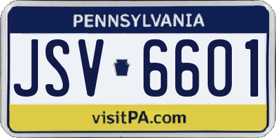 PA license plate JSV6601