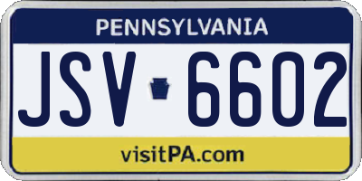 PA license plate JSV6602