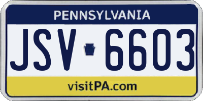 PA license plate JSV6603