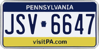 PA license plate JSV6647