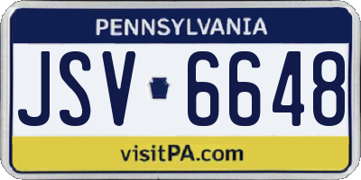 PA license plate JSV6648