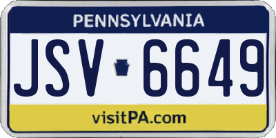 PA license plate JSV6649
