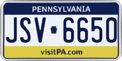 PA license plate JSV6650