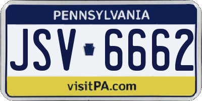 PA license plate JSV6662