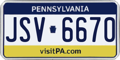 PA license plate JSV6670
