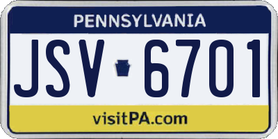 PA license plate JSV6701