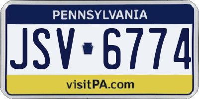 PA license plate JSV6774