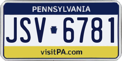 PA license plate JSV6781