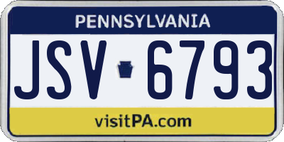 PA license plate JSV6793