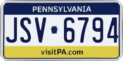 PA license plate JSV6794