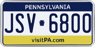PA license plate JSV6800