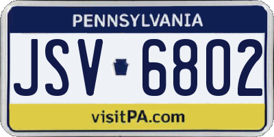 PA license plate JSV6802