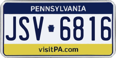 PA license plate JSV6816