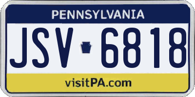 PA license plate JSV6818