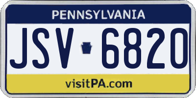 PA license plate JSV6820