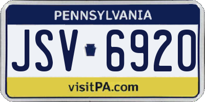 PA license plate JSV6920