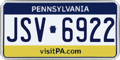 PA license plate JSV6922