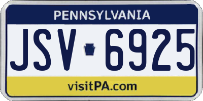 PA license plate JSV6925