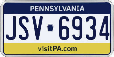 PA license plate JSV6934