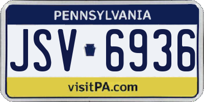 PA license plate JSV6936