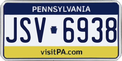PA license plate JSV6938